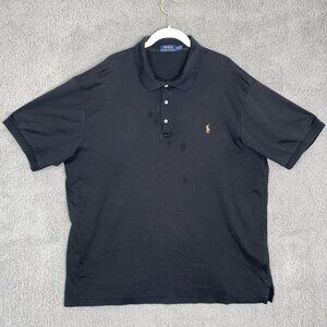 Polo Ralph Lauren Shirt Mens 2XLT‎  Black White Pony Golf Short Sleeve Shirt